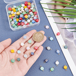 100Pcs Electroplate Opaque Glass Connector Charms&nbsp;PALLOY-GO0001-39