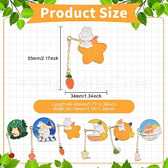 6個 6スタイル 亜鉛合金エナメル動物釣りピン  混合図形  ミックスカラー  45~60x30~34mm  1個/スタイル&nbsp;JEWB-CJ0001-56