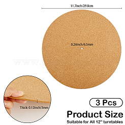 コルクターンテーブルマット  レコードマット  フラットラウンド  淡い茶色  298x3mm  穴：6.5mm&nbsp;AJEW-WH20080-66B