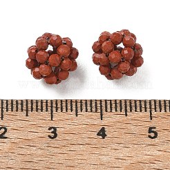 天然レッドジャスパーの織りビーズ  クラスタビーズ  多面カット  ラウンド  10~10.5mm  穴：1.6mm&nbsp;GG-CBA2E9C-F06-03