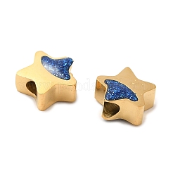 304ステンレススチールビーズ  エナメル  スター  18KGP本金メッキ  7.5x7.7x3.4mm  穴：1.7mm&nbsp;STAS-E198-04G