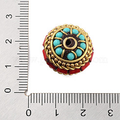 手作りのインドネシアビーズ  真鍮、樹脂と  ラウンド  レッド  19x17mm  穴：1.6mm&nbsp;FIND-Q106-70B