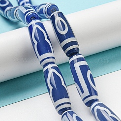 Blue Tibetan Style dZi Beads Strands&nbsp;TDZI-NH0001-B13-01