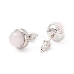 天然の宝石の半分の円形のスタッドピアス  女性用304ステンレスジュエリー  ステンレス鋼色  10mm  ピン：0.8mm&nbsp;EJEW-K092-01P
