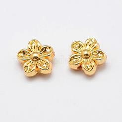 長持ちメッキ  合金ビーズ  花  ゴールドカラー  9x5mm  穴：0.5mm&nbsp;PALLOY-F192-04G