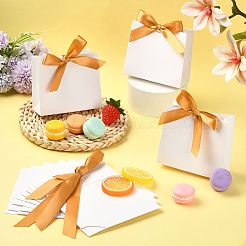 White Cardboard Paper Wedding Candy Boxes with Ribbon&nbsp;CON-FZC0002-002A