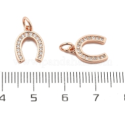 CZ真鍮マイクロパヴェキュービックジルコニア馬の靴のチャーム  ローズゴールド  13x9x2mm  丸カン：5x0.9ミリ&nbsp;LS-ZIRC-L018-13RG