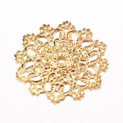 アイアン製コネクター  エッチングされた金属装飾  花  ライトゴールド  48x47x2~3mm  穴：2mm&nbsp;IFIN-Q118-26KC