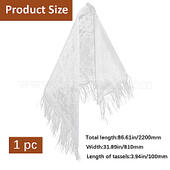 レースフラワー取り外し可能なポリエステルショール  服飾材料  ホワイト  220x810x0.5mm&nbsp;AJEW-WH20072-43B