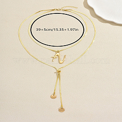 304 Stainless Steel Letter Z Pendant Double Layered Y-shaped Long Lariat Necklaces for Women&nbsp;AE9765