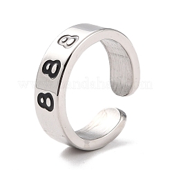女性用ナンバーリング  304ステンレススチールエナメルカフ指輪  NUM。8  usサイズ6 3/4(17.1mm)&nbsp;RJEW-C016-01H-P