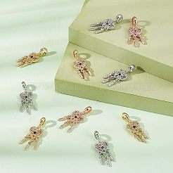 12個 3色ラックメッキ合金ヨーロピアンダングルチャーム  カラフルなラインストーン付き  大穴ペンダント  カドミウムフリー＆ニッケルフリー＆鉛フリー  羽付きネット/ウェブ  ミックスカラー  36.5mm  穴：5mm  4個/カラー&nbsp;MPDL-FH0001-05