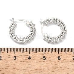 Brass Micro Pave Clear Cubic Zirconia Hoop Earrings&nbsp;EJEW-C181-02P