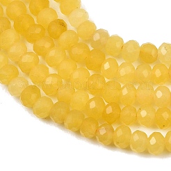 染色された天然の白い翡翠ビーズの連  ロンデル  多面カット  きいろ  4x3~3.5mm  穴：0.8mm  約105~106個/連  14.57''~14.76''（37~37.5センチメートル）&nbsp;GG-CBAF9EE-A22-3x4mm