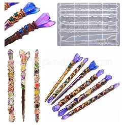 DIYの魔法の杖のシリコンモールド  レジン型  UVレジン用  エポキシ樹脂 魔術 魔女の祭壇 クラフト作り  ホワイト  213x147x14mm&nbsp;WICR-PW0001-01