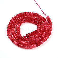 染め加工天然石ホワイトジェイドビーズ連売り  ロンデル  レッド  4~5x2~3mm  穴：0.8mm  約142~150個/連  14.57~14.96''（37~38センチメートル）&nbsp;X-G-T139-57A-09