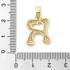 真鍮製マイクロパヴェキュービックジルコニアペンダント  文字L  18KGP本金メッキ  文字r  19.5x15.5x2.5mm  穴：4.8x2.9mm&nbsp;ZIRC-C012-01G-18
