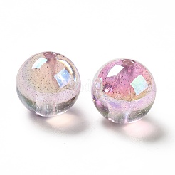 UVメッキ透明レインボー虹色アクリルビーズ  キラキラビーズ  ラウンド  アザミ  15.5~16x15.5mm  穴：2.6~2.7mm&nbsp;OACR-D010-01D