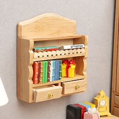 木製の壁掛け棚ミニチュア装飾品  マイクロランドスケープホームドールハウスアクセサリー  小道具の装飾のふりをする  ナバホホワイト  68x22x76mm&nbsp;PW-WGD7621-01