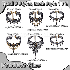 6Pcs 6 Styles Flower Lace Choker Necklaces&nbsp;NJEW-UN0001-65