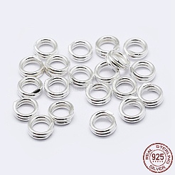 スターリングシルバーのスプリット丸カン 925 個  ダブルループ丸カン  丸い輪  銀  8x2mm  内径：6mm&nbsp;STER-F036-01S-1x8mm