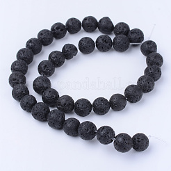天然溶岩岩ビーズ連売り  ラウンド  10~10.5mm  穴：1.2mm  約36個/連  15.5インチ&nbsp;X-G-Q462-10mm-24