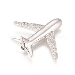 Brass Micro Pave Cubic Zirconia Airliner Beads&nbsp;X-ZIRC-L078-005P-NR