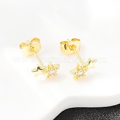 Brass Micro Pave Clear Cubic Zirconia Stud Earrings&nbsp;EJEW-F405-20B-G
