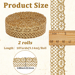 メタリックヤーンレーストリム2ロール  洋服アクセサリー  ライトカーキ  7/8インチ（22.5mm）  約10.00ヤード（9.14m）/セット&nbsp;OCOR-GF0005-58C