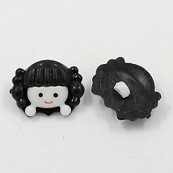 アクリルシャンクボタン  1穴  染め  人形  ブラック  22x17x5mm  穴：2mm&nbsp;BUTT-E047-02