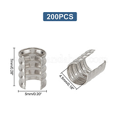 200個の鉄製折りたたみカシメエンドパーツ  コラム  プラチナ  7x5mm  内径：4.5mm&nbsp;IFIN-GA0001-50A