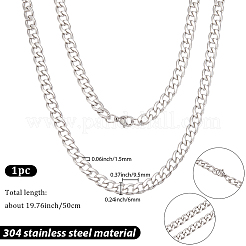 1Pc 304 Stainless Steel Cuban Link Chain Necklaces for Men Women&nbsp;NJEW-BM0001-08A