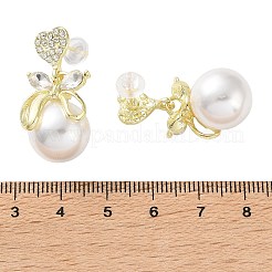 Valentine's Day Heart with Bowknot Alloy Rhinestone Dangle Stud Earrings&nbsp;EJEW-F408-02G