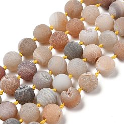天然のジオード/ドゥルージーアゲートビーズ連売り  艶消し  ラウンド  14mm  穴：1mm  約25~27個/連  16.73~17.13''（42.5~43.5センチメートル）&nbsp;G-A248-A05-01