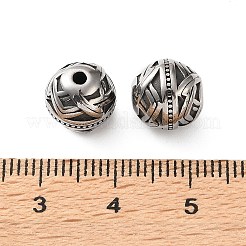 304ステンレススチールビーズ  線模様の丸  ステンレス鋼色  9~10mm  穴：1.5mm&nbsp;SA-CBA043D-01C-AS