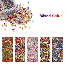 6300個5スタイルガラスシードビーズ  ラウンド  ミックスカラー  ミックスカラー  2~3x1.5~2mm  穴：0.8~1mm&nbsp;SEED-YW0001-18