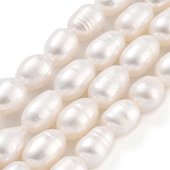 天然養殖淡水パールビーズ連売り  ライス  グレード2 A  ホワイト  7~8mm  穴：0.6mm  約21~22個/連  6.89''~7.09''（17.5~18センチメートル）&nbsp;PEAR-P062-10C