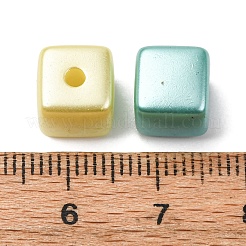 不透明な腹筋プラスチック ビーズ  模造パール  キューブ  ミックスカラー  8.5x9x9mm  穴：2mm  約746個/500g&nbsp;MACR-L015-06