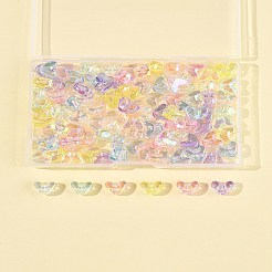 98色UVメッキ透明アクリルビーズ7個  虹色の  ハート  ミックスカラー  9x11.5x7mm  穴：1.4mm  14個/カラー&nbsp;MACR-FS0002-17