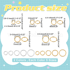 300個 10スタイル 真鍮オープン丸カン  丸いリング  ミックスカラー  4~8x0.6~1mm  内径：2.8~6.4mm  30個/スタイル&nbsp;KK-WR0001-45