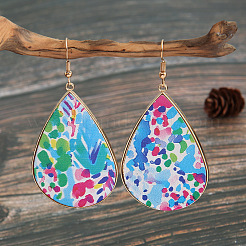 Imitation Leather Teardrop Dangle Earrings&nbsp;FS-WG4D344-01