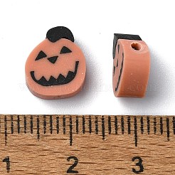 ハロウィンのテーマ手作りポリマークレイビーズ  カボチャ  チョコレート  12x10x4mm  穴：1.2mm&nbsp;CLAY-M005-08