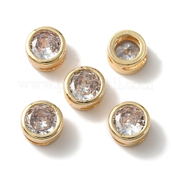 Rack Plating Brass Micro Pave Cubic Zirconia Slide Charms&nbsp;X-KK-C020-13LG
