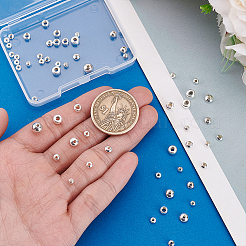 60 個 9 スタイル 925 スターリングシルバービーズ  ロンデルとラウンド  銀  3~6x1.5~6mm  穴：1~2.5mm&nbsp;STER-PH0003-29