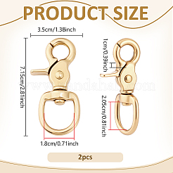 真鍮製スイベルクラスプ2個  ゴールドカラー  71.5x35x10mm  穴：18x20.5mm&nbsp;FIND-PH0038-47