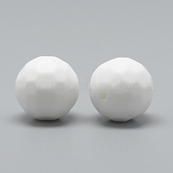 食品グレードの環境に優しいシリコーンビーズ  多面カットラウンド  ホワイト  15.5mm  穴：1mm&nbsp;SIL-T037-06