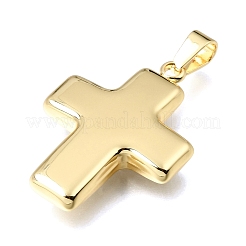 イースター真鍮ペンダント  クロスチャーム  鉛フリー＆カドミウムフリー  18KGP本金メッキ  28x20x4.5mm  穴：6x3mm&nbsp;KK-E802-19G-D