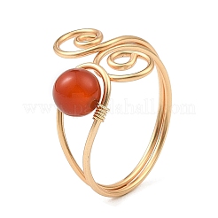 Natural & Synthetic Mixed Gemstone Beaded Open Cuff Ring&nbsp;RJEW-JR00587