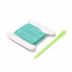 DIY八角形風鈴作りキット  1個の木板入り  1枚のカードの綿糸と1本のプラスチックの編み針  クラフトを描く子供たちのために  ミックスカラー  糸と針：ランダムな色&nbsp;DIY-A029-02