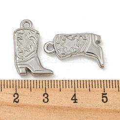 変色しない304ステンレススチールペンダント  星のチャーム付きブーツ  ステンレス鋼色  20x13x3mm  穴：1.8mm&nbsp;X-STAS-N103-148P
